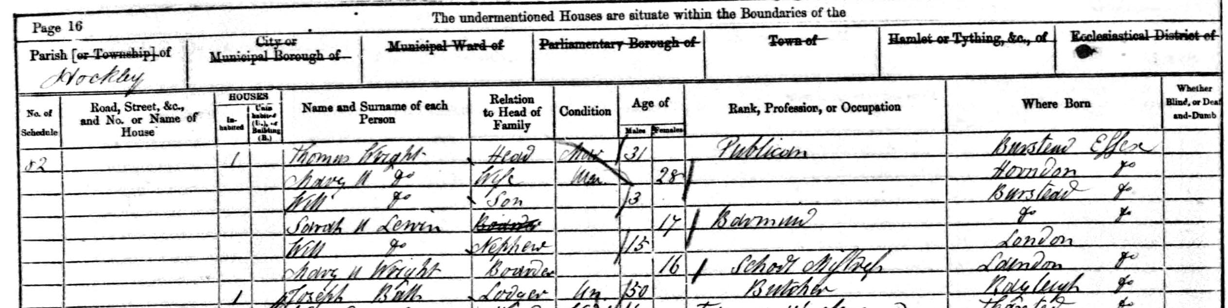 1861 census, Hullbridge.
