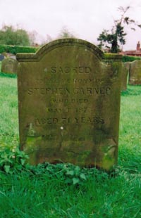 Stephen Garner's grave at Ashill Church